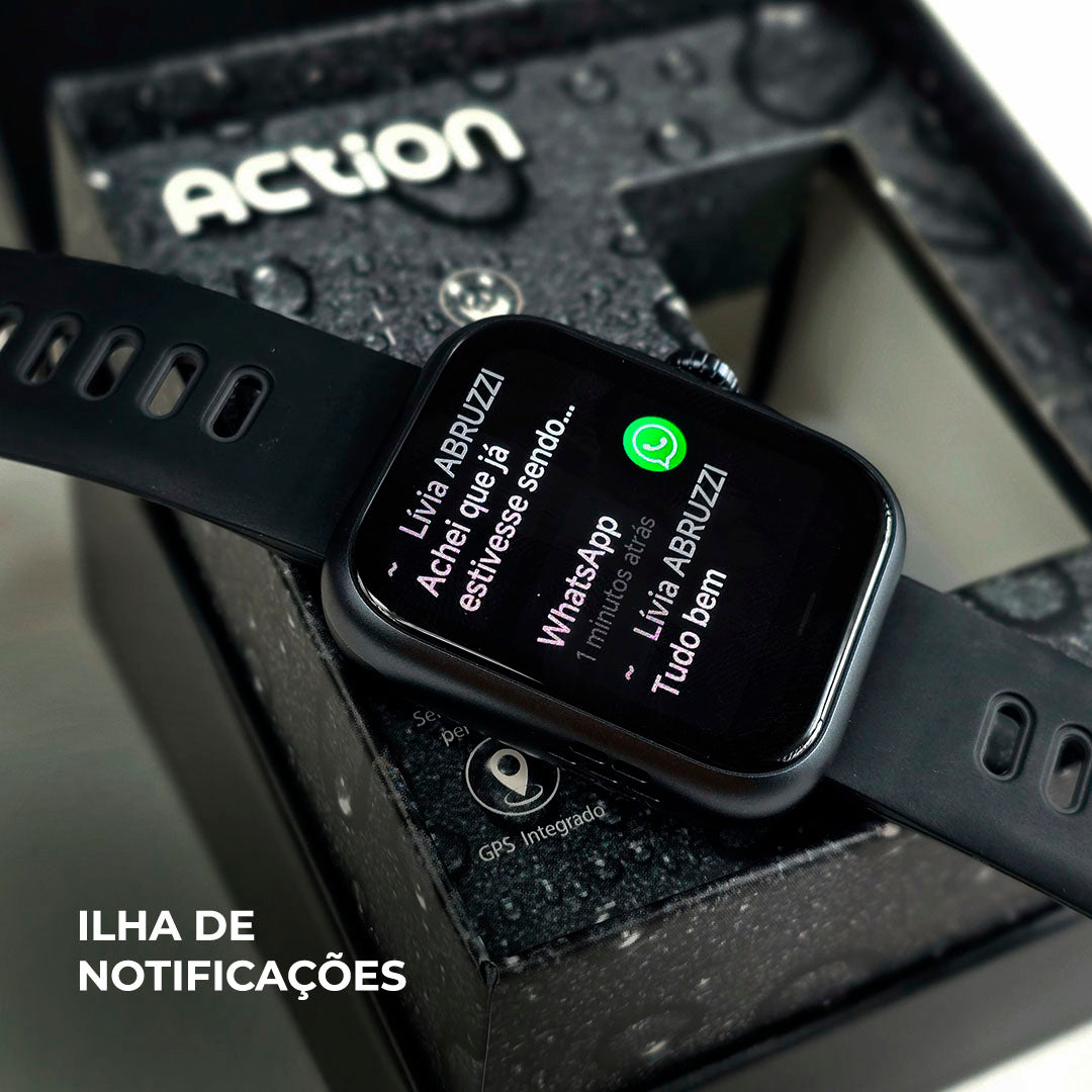 Smartwatch Action com GPS Integrado, À Prova d'Água e Bateria de Longa Duração (7 Dias)