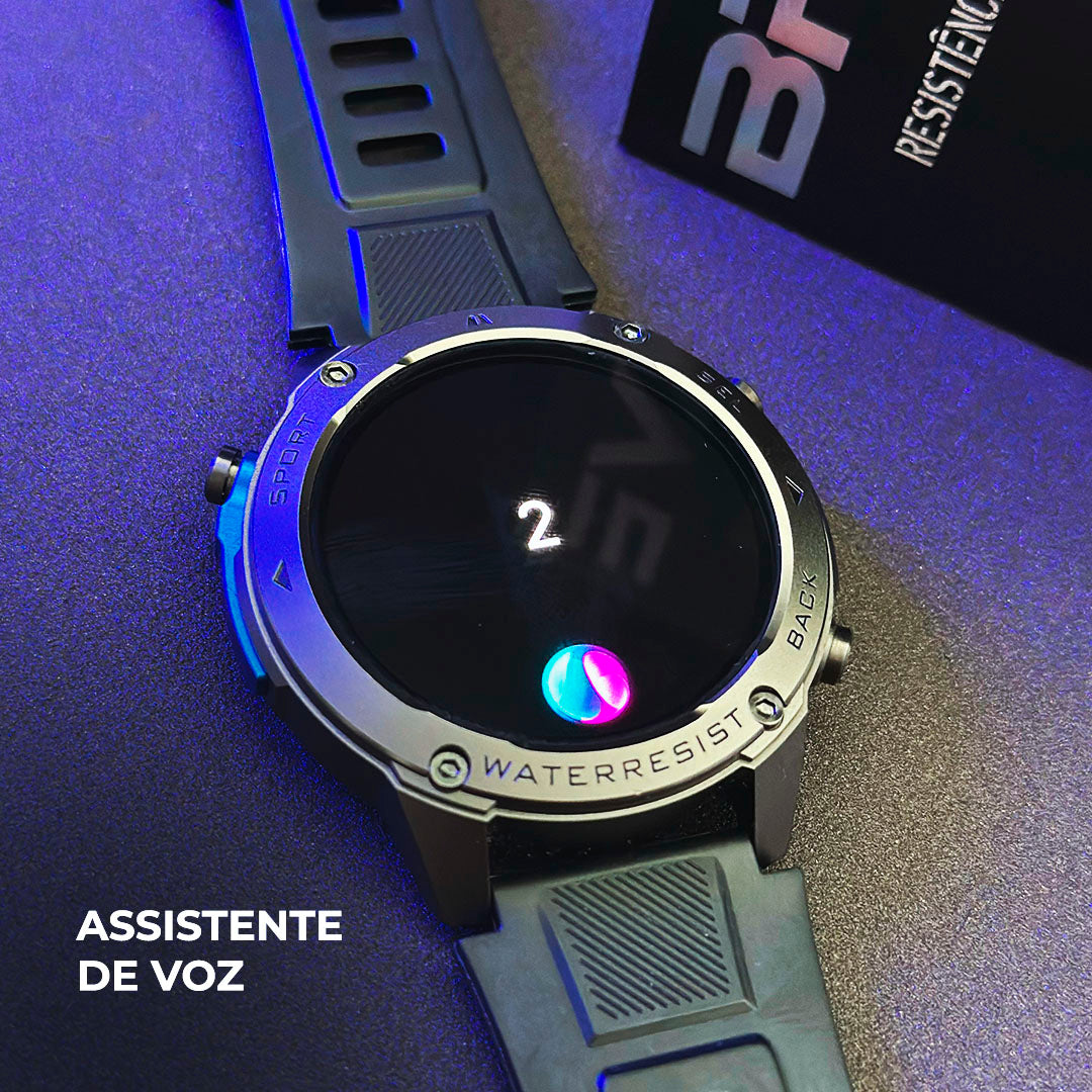 Smartwatch Militar WEARZONE BRAVE: Precisão Absoluta com GPS Dupla Frequência e Resistência 5ATM