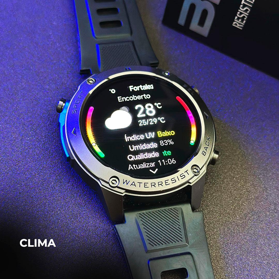 Smartwatch Militar WEARZONE BRAVE: Precisão Absoluta com GPS Dupla Frequência e Resistência 5ATM