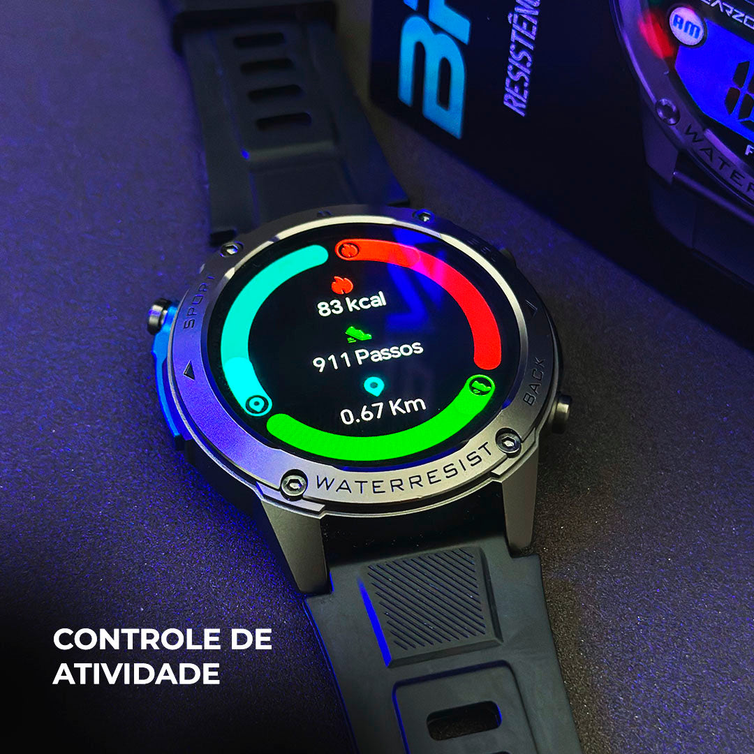 Smartwatch Militar WEARZONE BRAVE: Precisão Absoluta com GPS Dupla Frequência e Resistência 5ATM