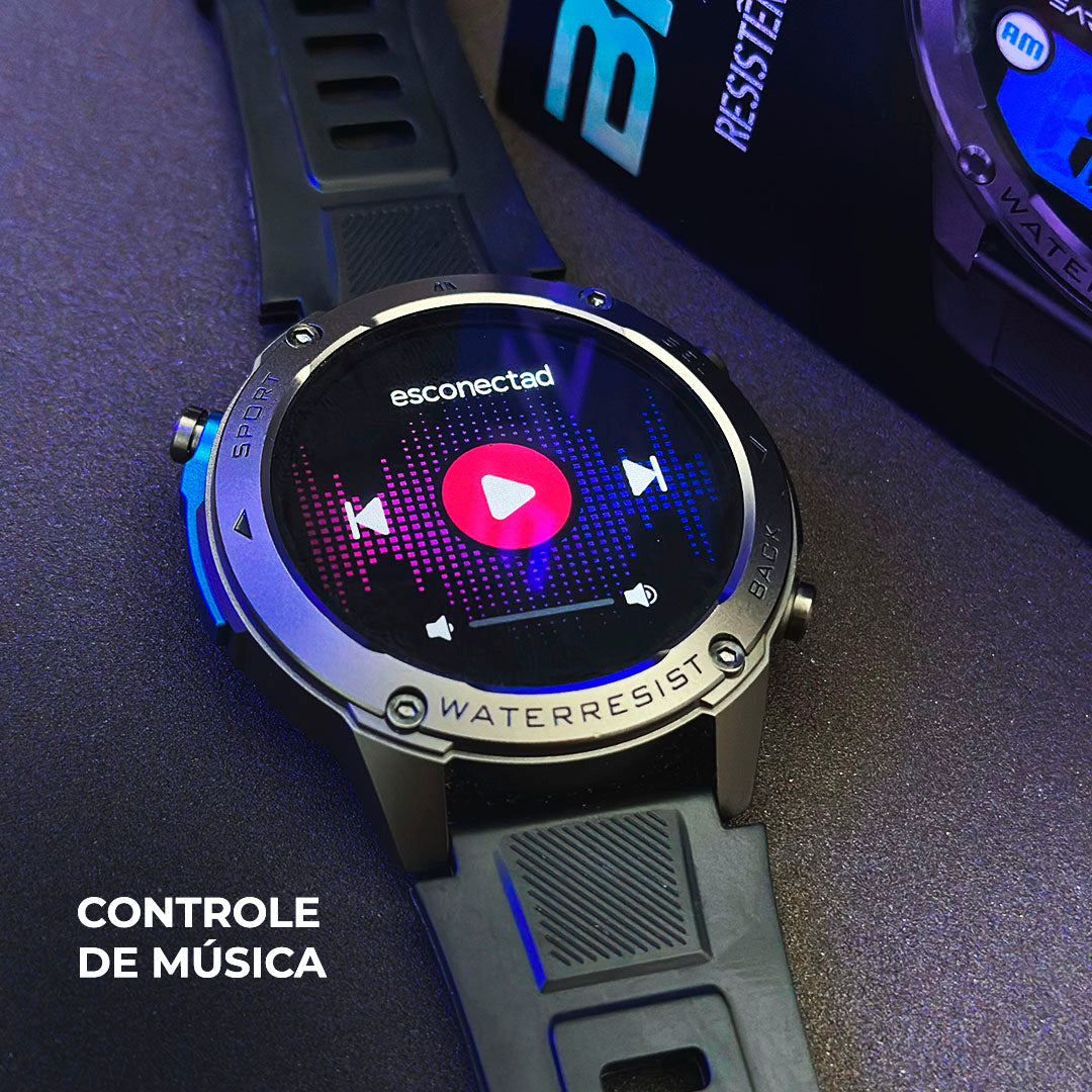 Smartwatch Militar WEARZONE BRAVE: Precisão Absoluta com GPS Dupla Frequência e Resistência 5ATM