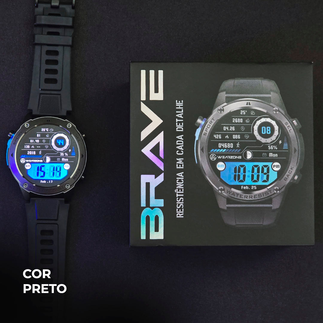 Smartwatch Militar WEARZONE BRAVE: Precisão Absoluta com GPS Dupla Frequência e Resistência 5ATM