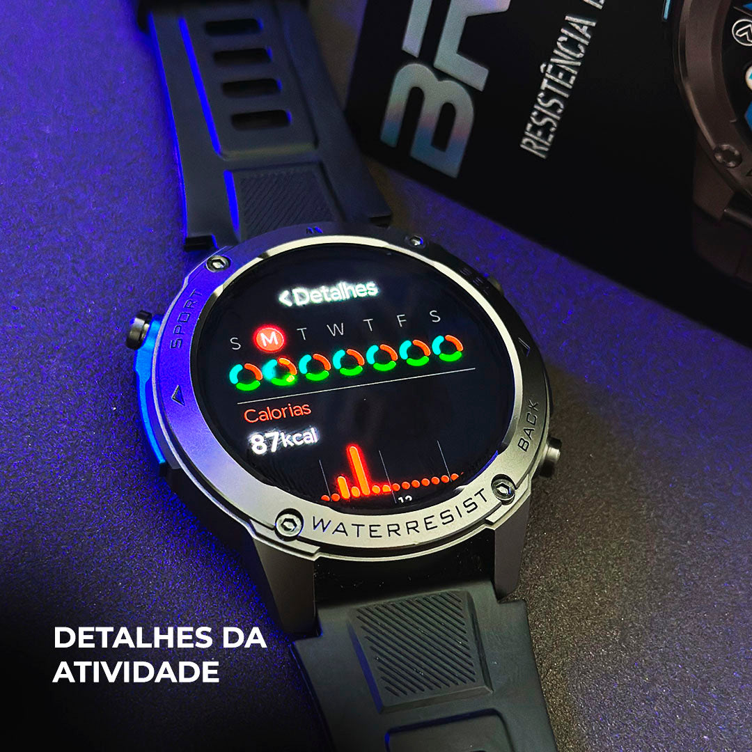 Smartwatch Militar WEARZONE BRAVE: Precisão Absoluta com GPS Dupla Frequência e Resistência 5ATM