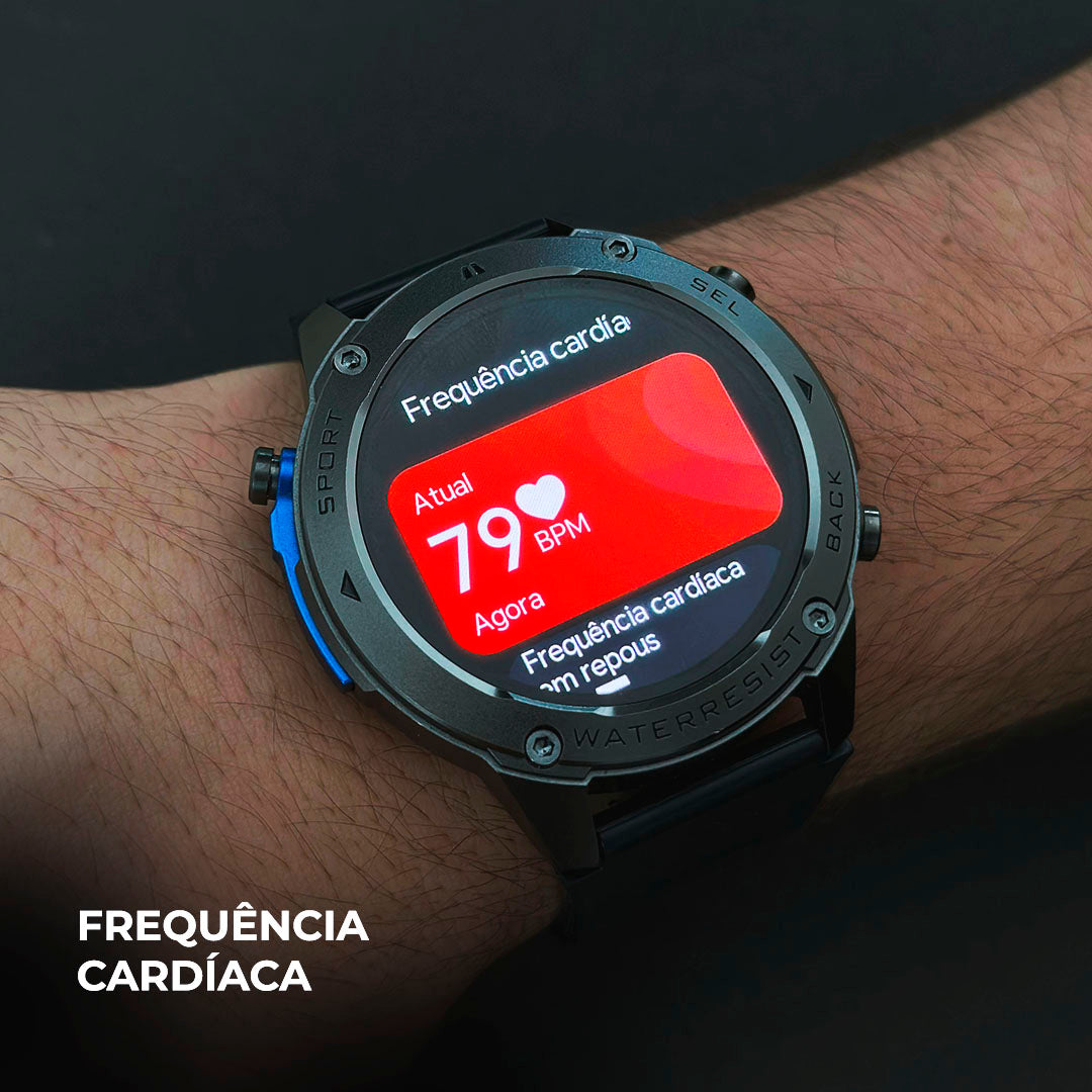 Smartwatch Militar WEARZONE BRAVE: Precisão Absoluta com GPS Dupla Frequência e Resistência 5ATM