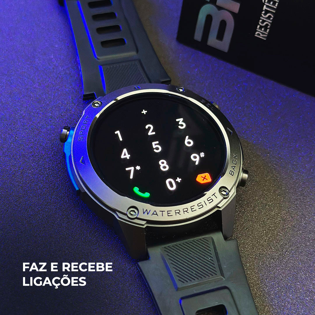 Smartwatch Militar WEARZONE BRAVE: Precisão Absoluta com GPS Dupla Frequência e Resistência 5ATM