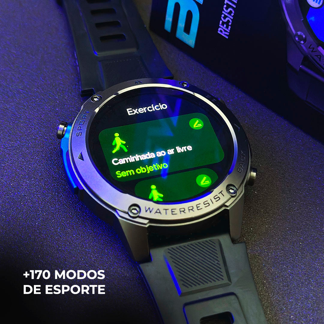 Smartwatch Militar WEARZONE BRAVE: Precisão Absoluta com GPS Dupla Frequência e Resistência 5ATM