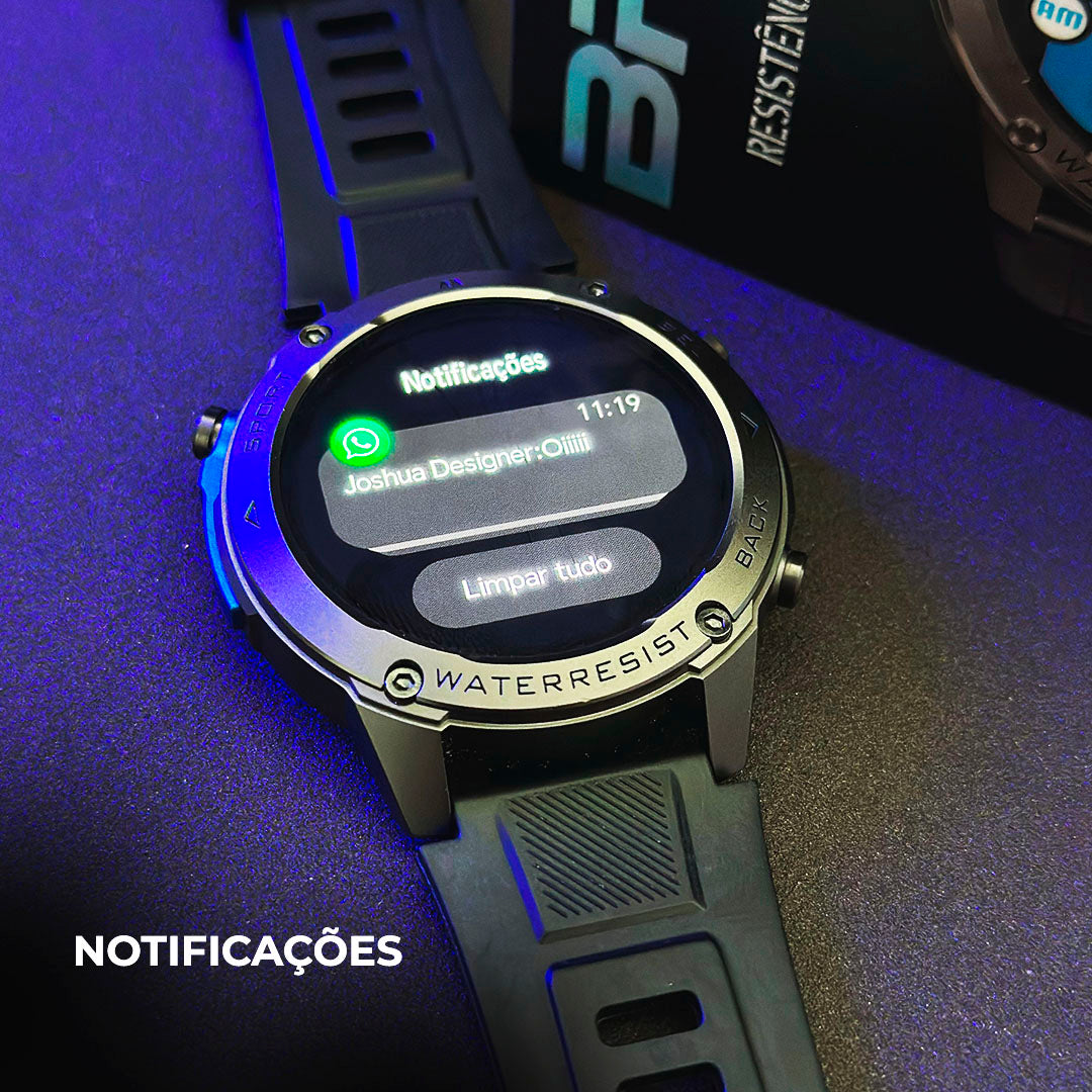 Smartwatch Militar WEARZONE BRAVE: Precisão Absoluta com GPS Dupla Frequência e Resistência 5ATM