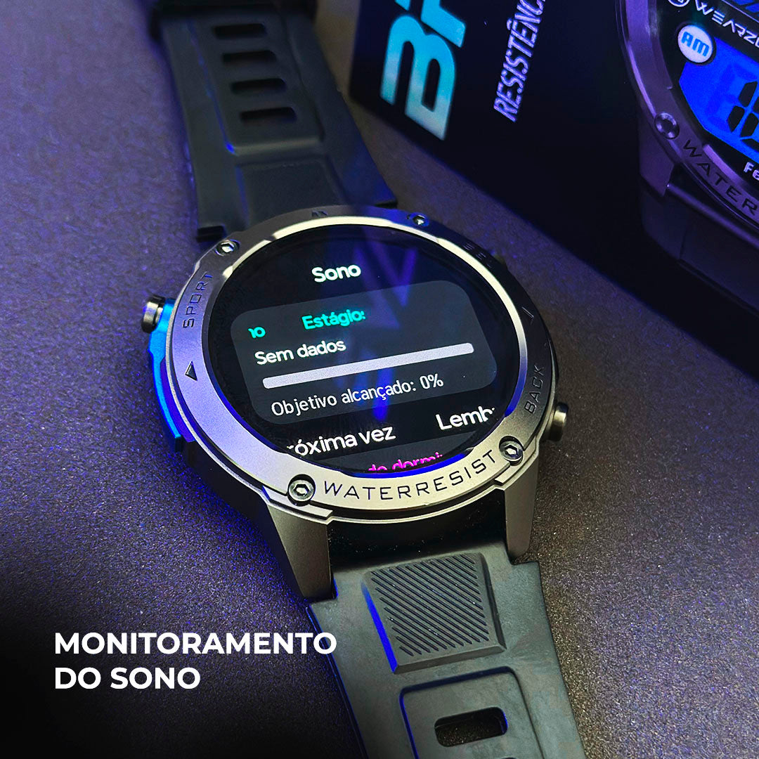 Smartwatch Militar WEARZONE BRAVE: Precisão Absoluta com GPS Dupla Frequência e Resistência 5ATM