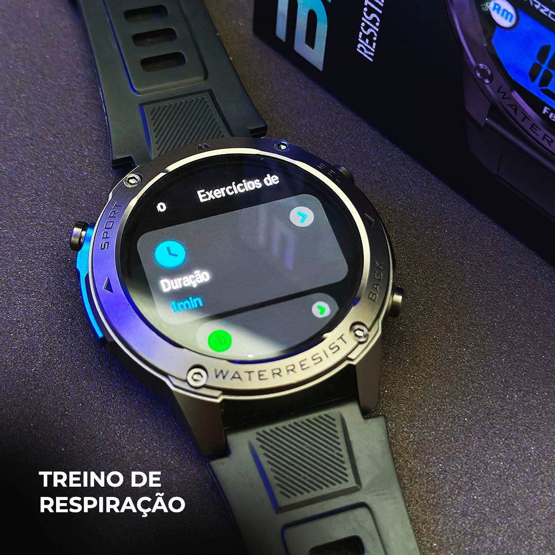 Smartwatch Militar WEARZONE BRAVE: Precisão Absoluta com GPS Dupla Frequência e Resistência 5ATM