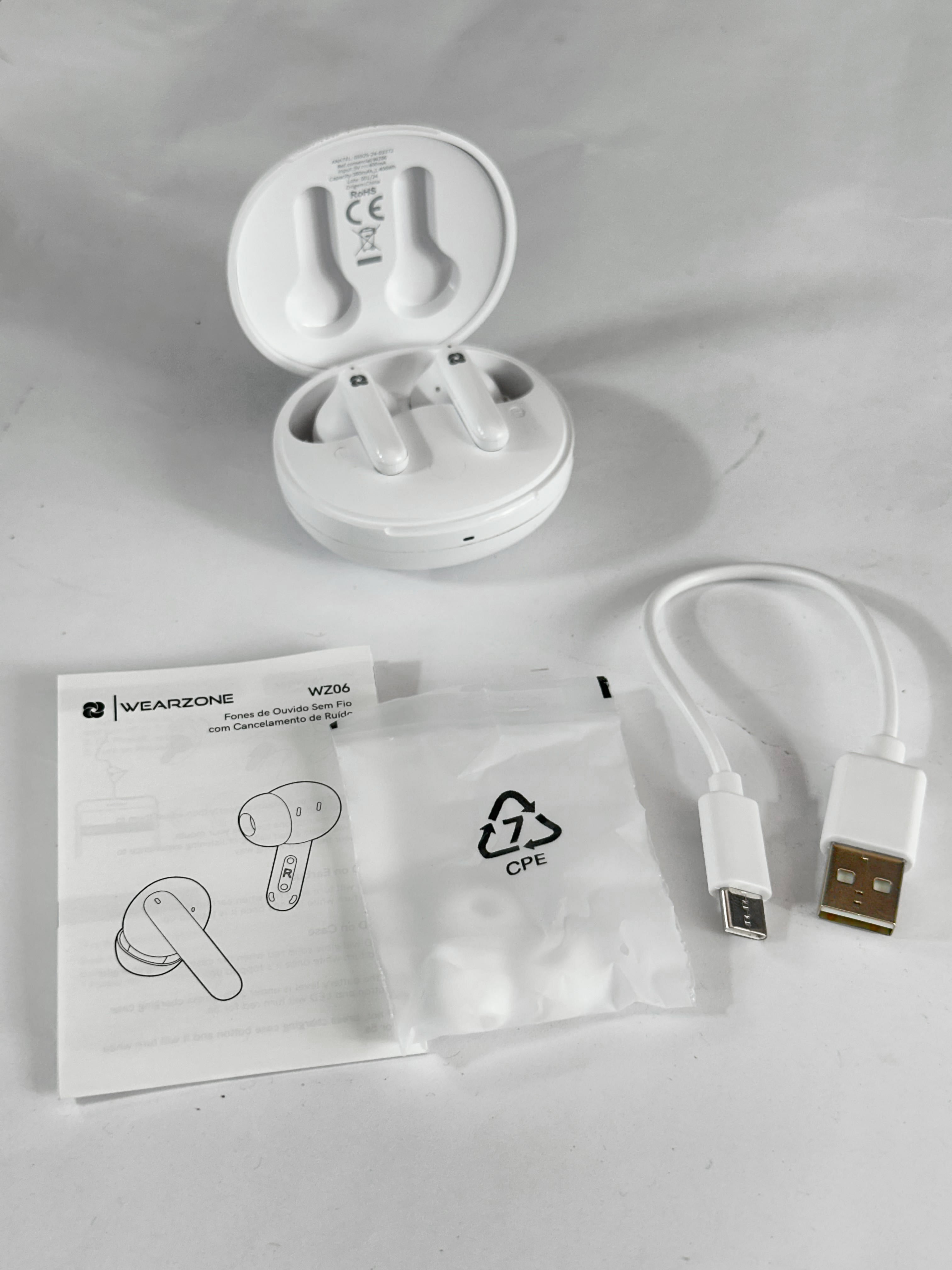 Conecte 2 Dispositivos: Fone TWS WZ06 com Cancelamento de Ruído (ANC) e Microfone ENC