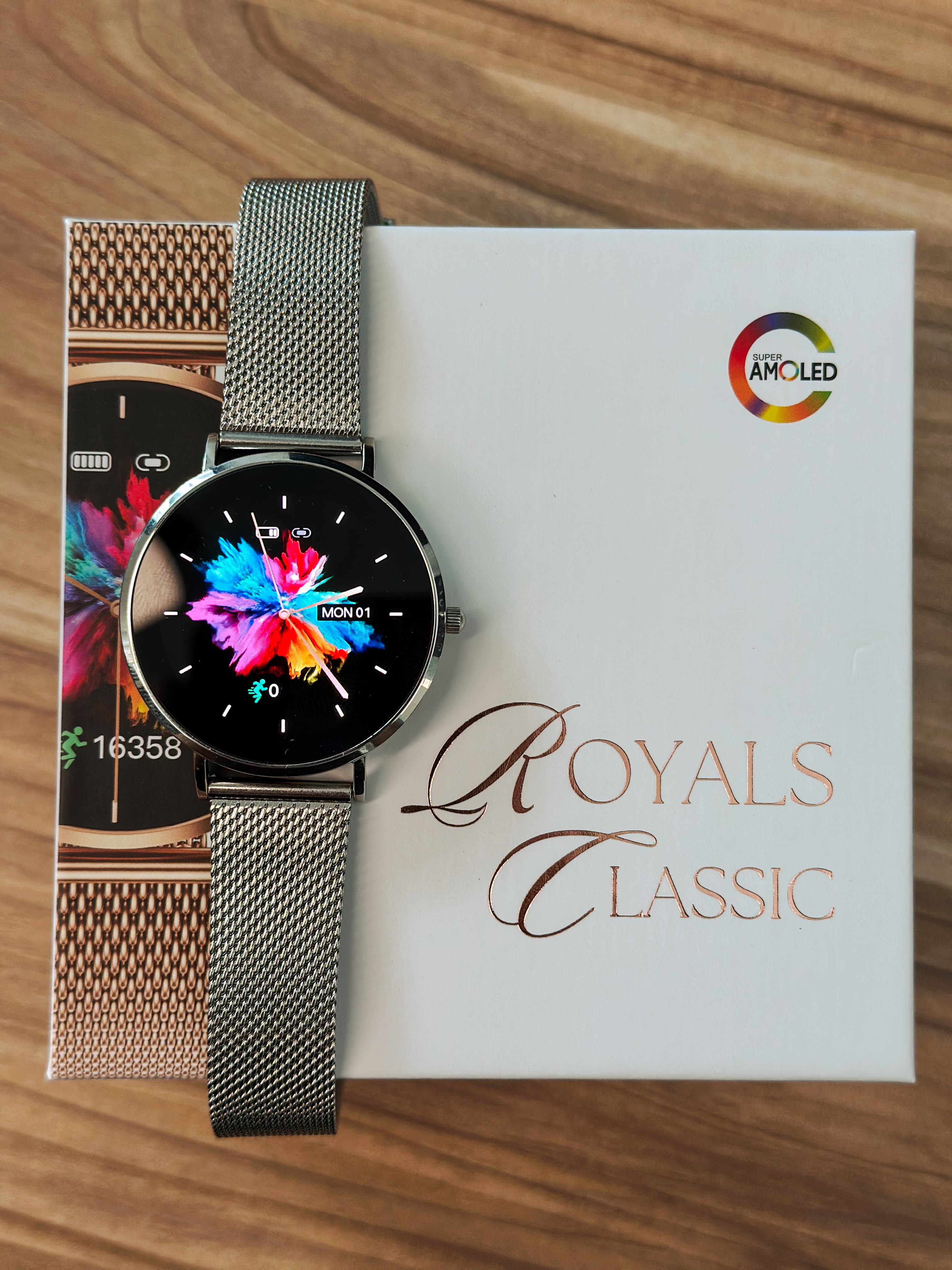 Smartwatch ROYALS CLASSIC: Elegância Inigualável com Tela AMOLED Deslumbrante e Proteção Gorilla Glass