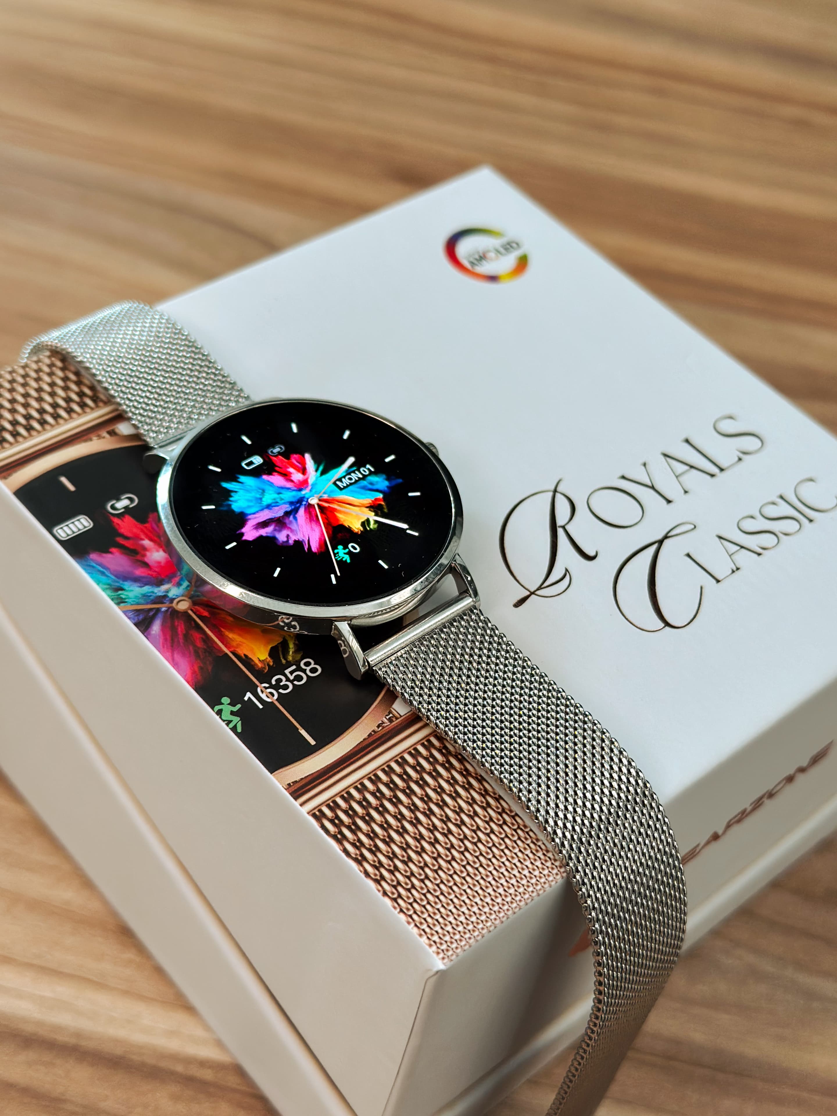 Smartwatch ROYALS CLASSIC: Elegância Inigualável com Tela AMOLED Deslumbrante e Proteção Gorilla Glass