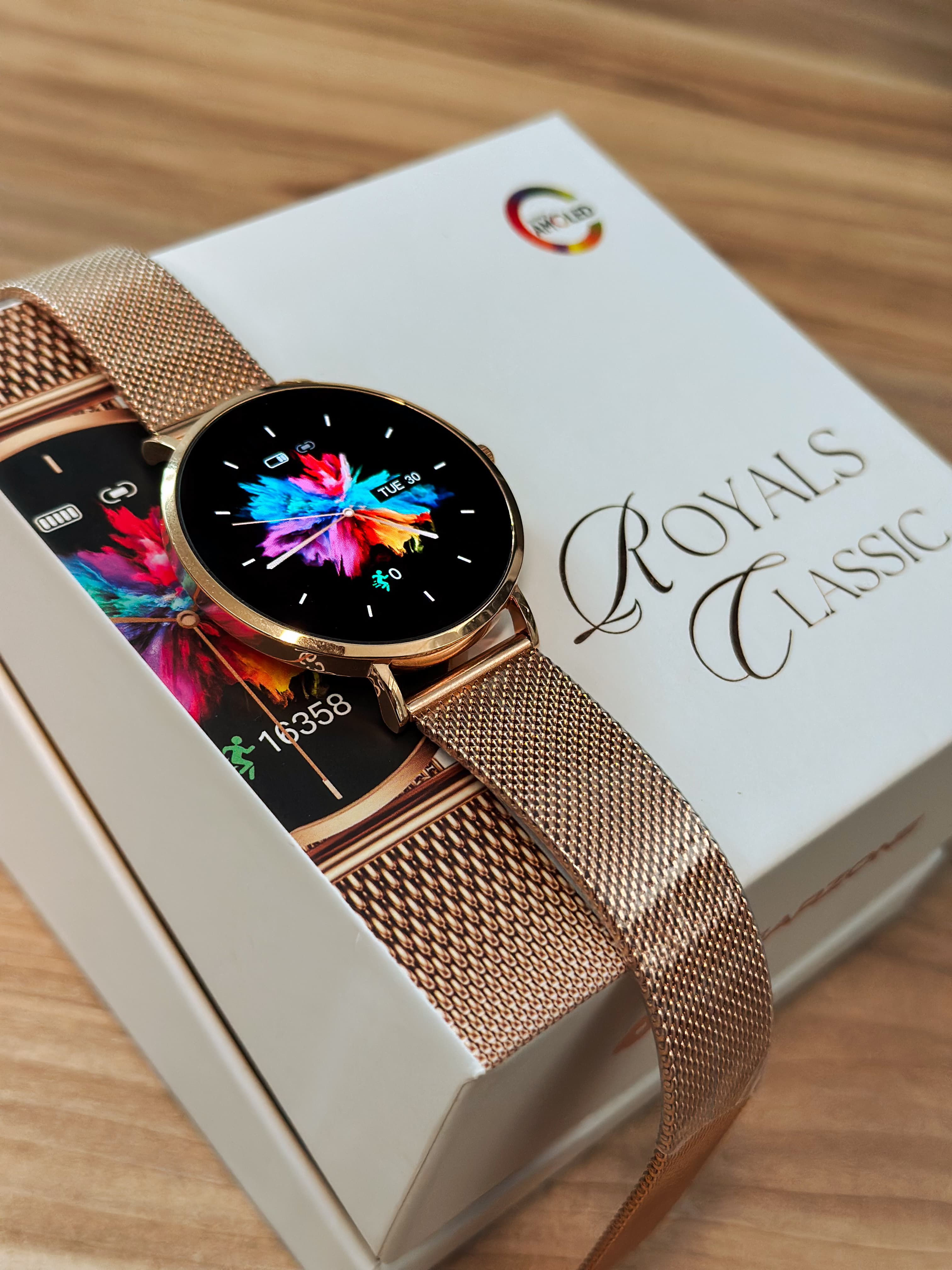 Smartwatch ROYALS CLASSIC: Elegância Inigualável com Tela AMOLED Deslumbrante e Proteção Gorilla Glass