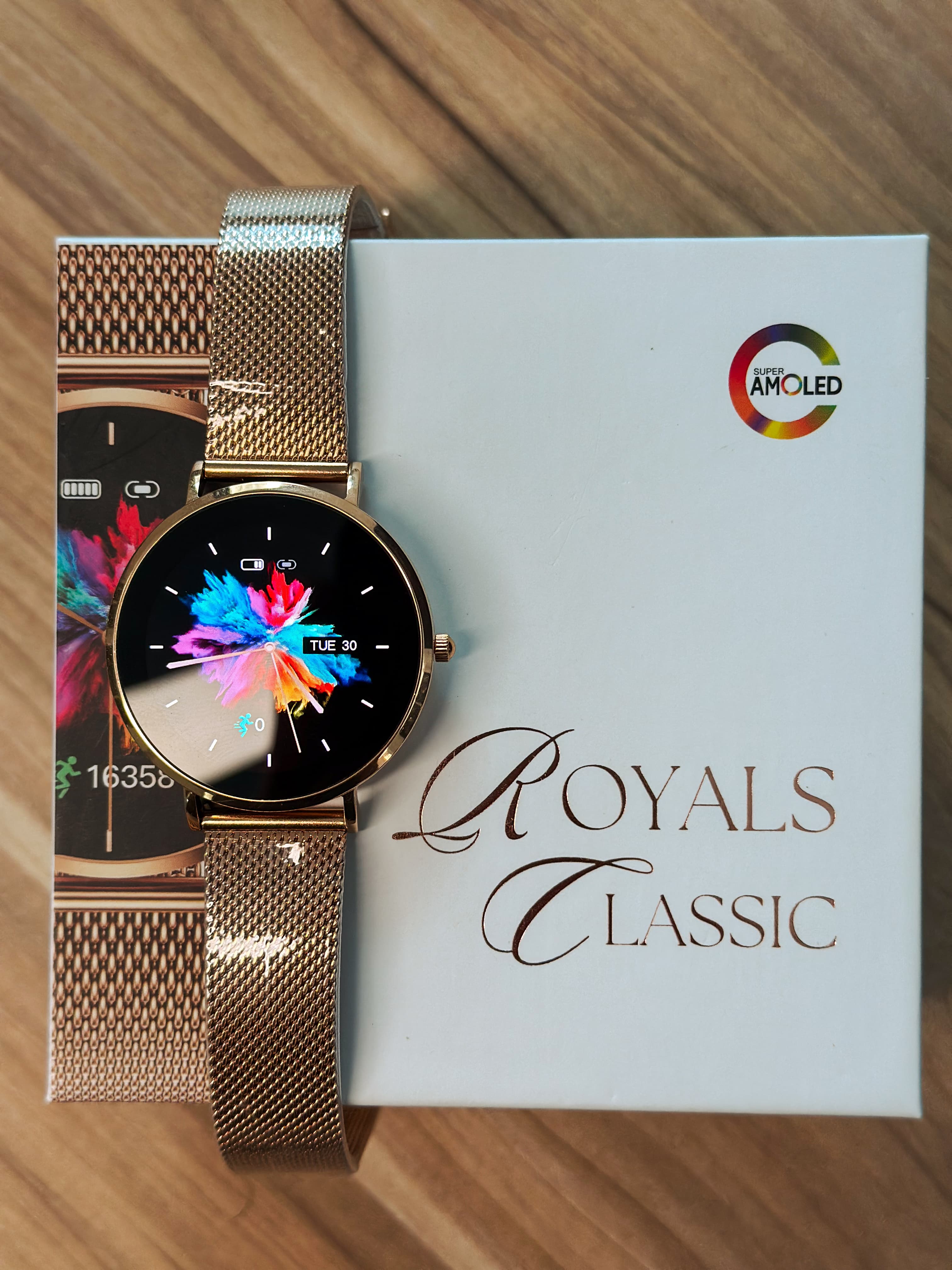 Smartwatch ROYALS CLASSIC: Elegância Inigualável com Tela AMOLED Deslumbrante e Proteção Gorilla Glass