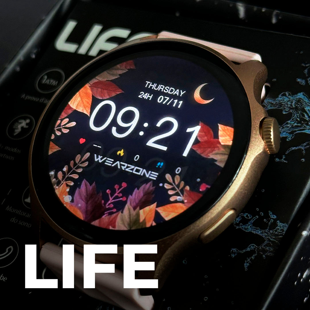 Cores Vibrantes, Vida Ativa: Smartwatch LIFE com Tela AMOLED, 100 Esportes e Bateria de Longa Duração