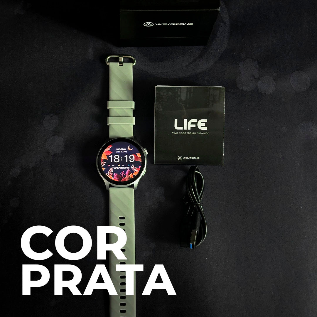 Cores Vibrantes, Vida Ativa: Smartwatch LIFE com Tela AMOLED, 100 Esportes e Bateria de Longa Duração