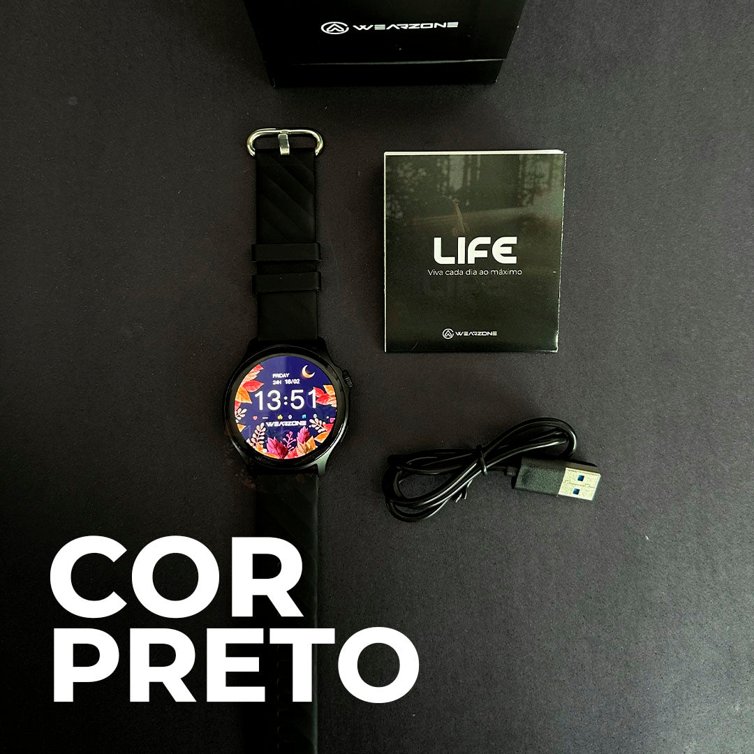Cores Vibrantes, Vida Ativa: Smartwatch LIFE com Tela AMOLED, 100 Esportes e Bateria de Longa Duração
