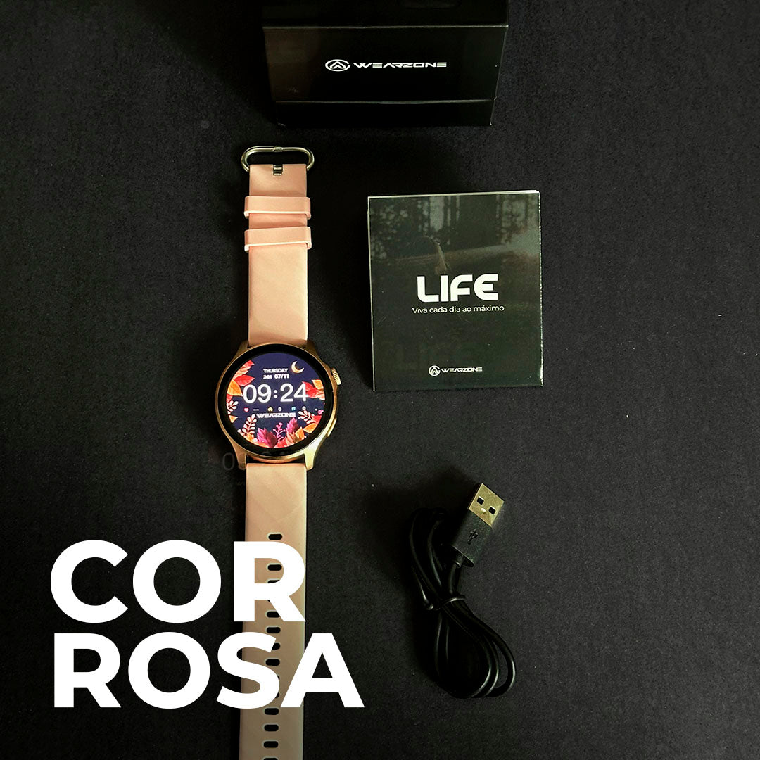 Cores Vibrantes, Vida Ativa: Smartwatch LIFE com Tela AMOLED, 100 Esportes e Bateria de Longa Duração
