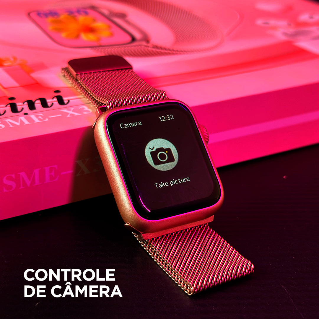 O Kit Mais Completo: Smartwatch X33 Mini com 5 Pulseiras + Fone Bluetooth de Brinde
