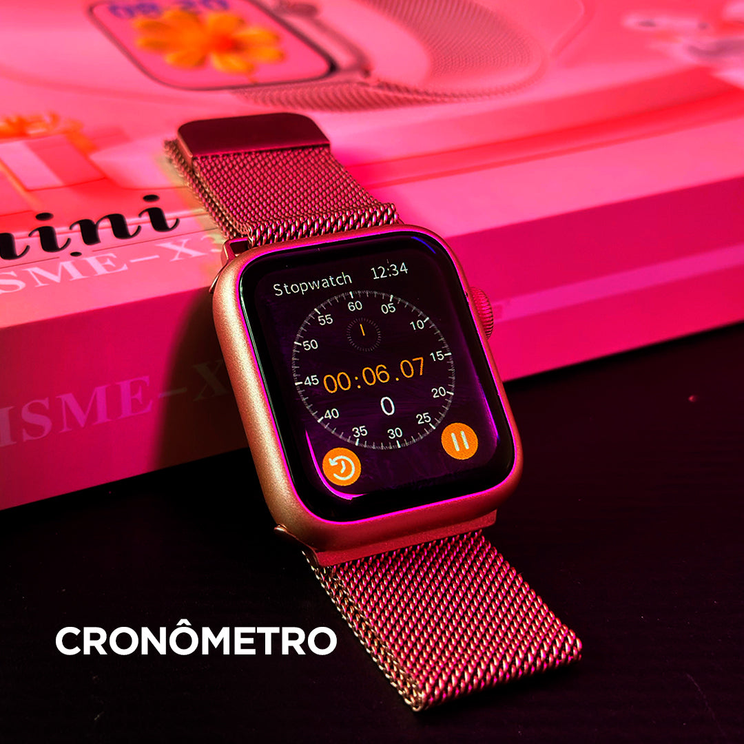 O Kit Mais Completo: Smartwatch X33 Mini com 5 Pulseiras + Fone Bluetooth de Brinde