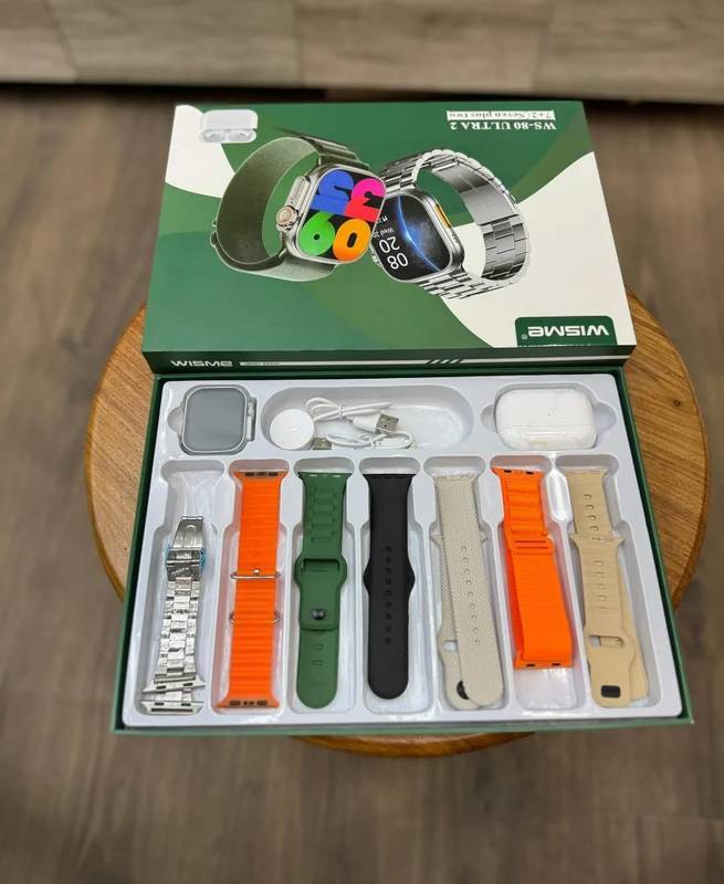 O Kit Definitivo: Smartwatch WS 80 ULTRA 2 (2ª Geração) + Fone Bluetooth e 7 Pulseiras