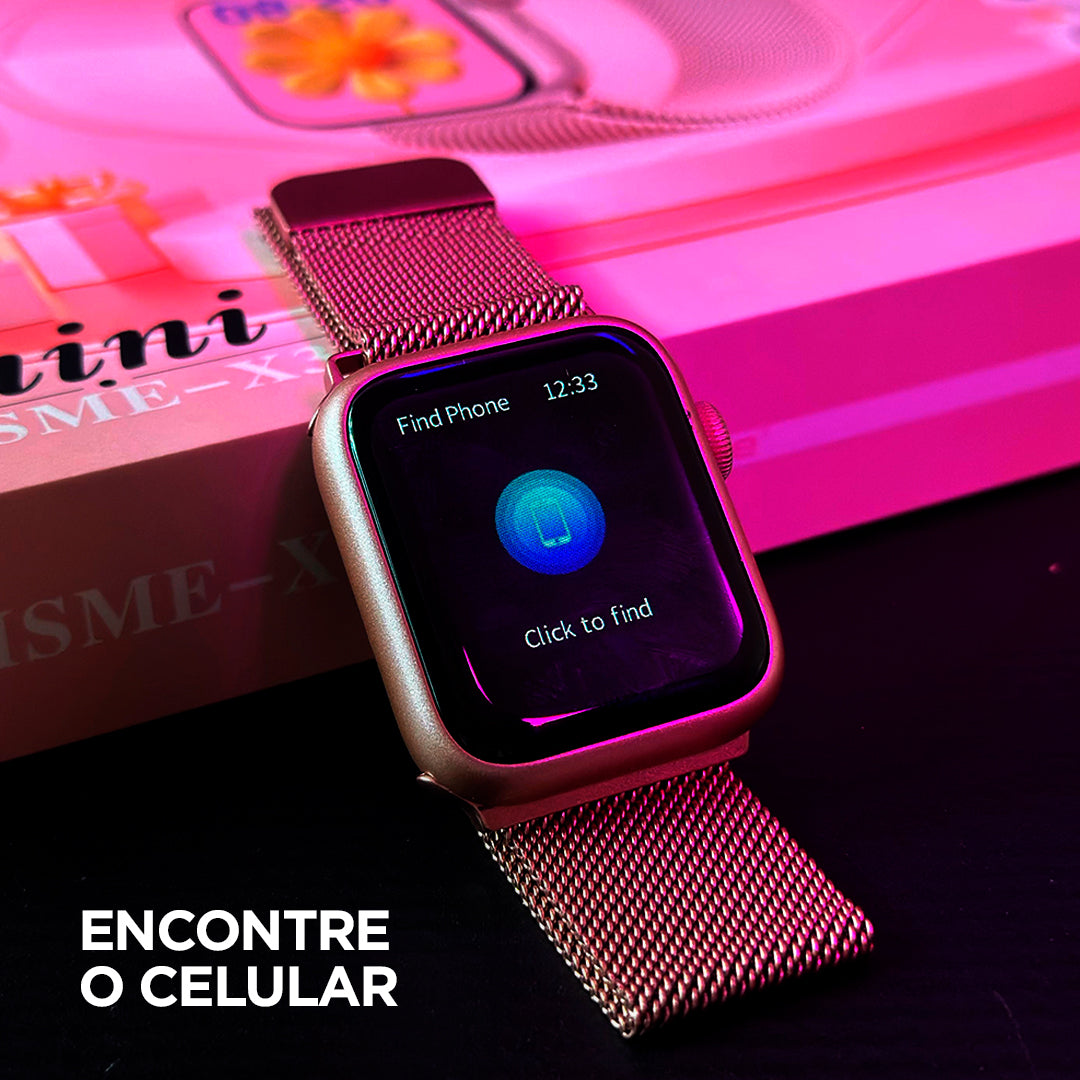 O Kit Mais Completo: Smartwatch X33 Mini com 5 Pulseiras + Fone Bluetooth de Brinde