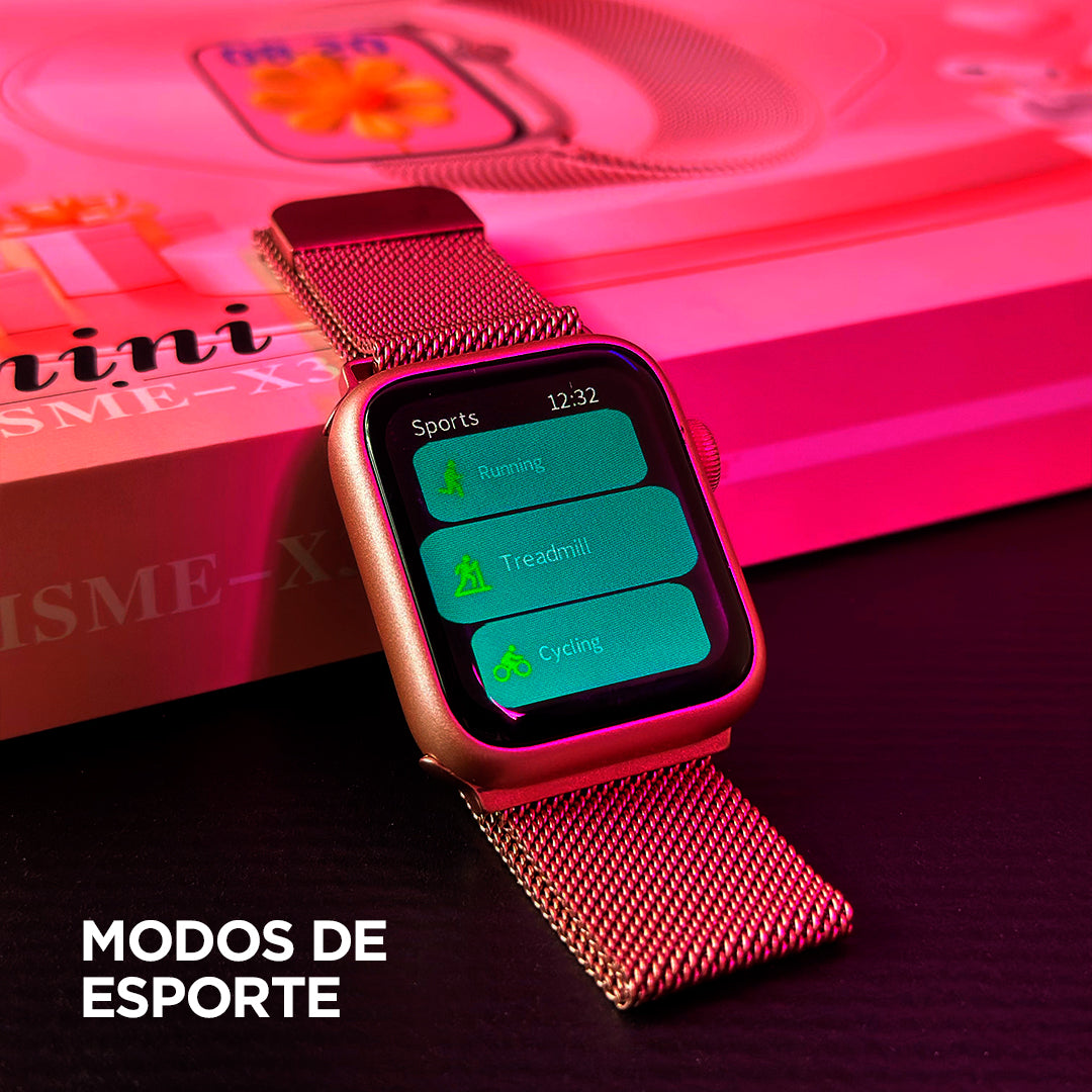 O Kit Mais Completo: Smartwatch X33 Mini com 5 Pulseiras + Fone Bluetooth de Brinde