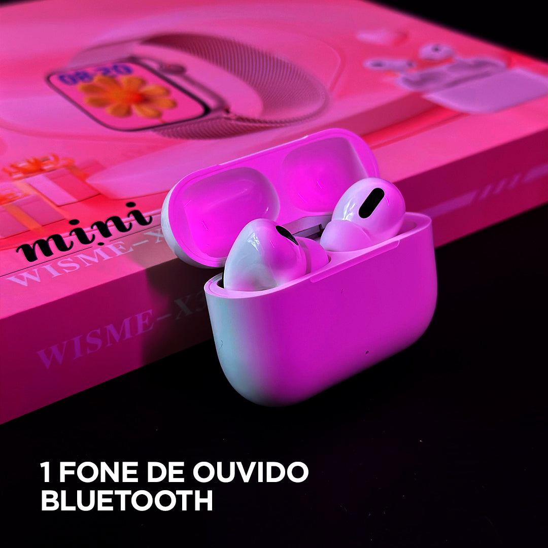 O Kit Mais Completo: Smartwatch X33 Mini com 5 Pulseiras + Fone Bluetooth de Brinde